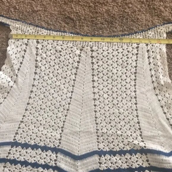 White & Blue Tie Back Kitchen Half Apron 3 - Picture 1 of 1